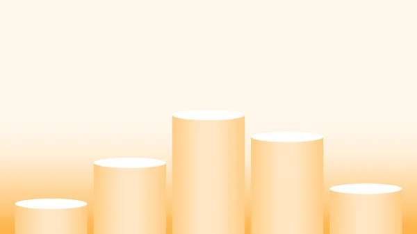 Orangefarbener Sockelzylinderkreis Fünf Stufen Für Kosmetikvitrine Podiumskreisbühne Orange Weiches Pastell — Stockvektor