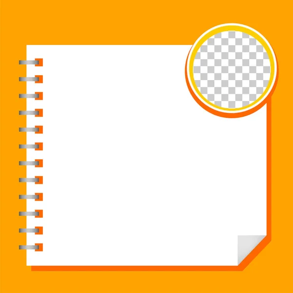 Gabarit Papier Carré Blanc Cercle Transparent Fond Orange Papier Blanc — Image vectorielle