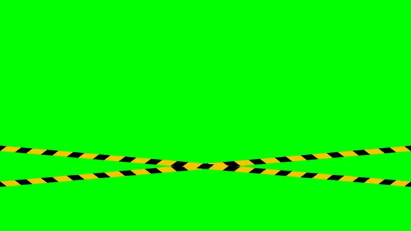 Elővigyázatossági Szalag Csík Zöld Képernyő Háttér Zöld Képernyő Video Biztonsági — Stock Vector
