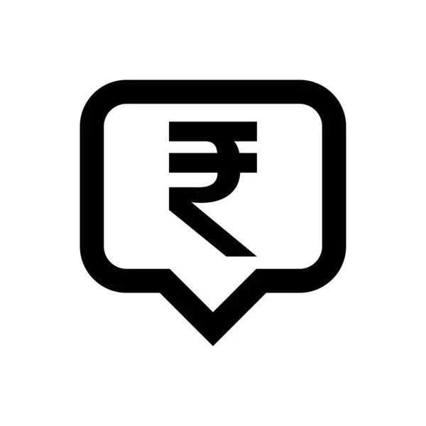 Rupee Currency Symbol Speech Bubble Square Black Icon Isolated White — Stock Vector