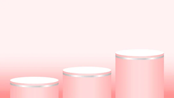 Єдестал Циліндра Кроки Вітрини Косметики Сцена Подіумного Кола Червоно Рожевий — стоковий вектор