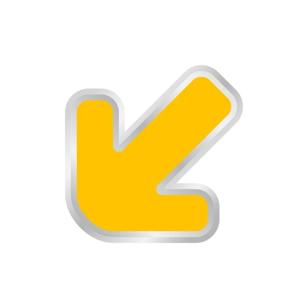 Flecha Amarilla Apuntando Izquierda Hacia Abajo Icono Flecha Amarilla Clip — Vector de stock