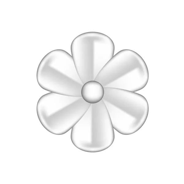 Einzelne Blumen Silber Verziert Isoliert Auf Weißem Hintergrund Luxus Blütenblatt — Stockvektor