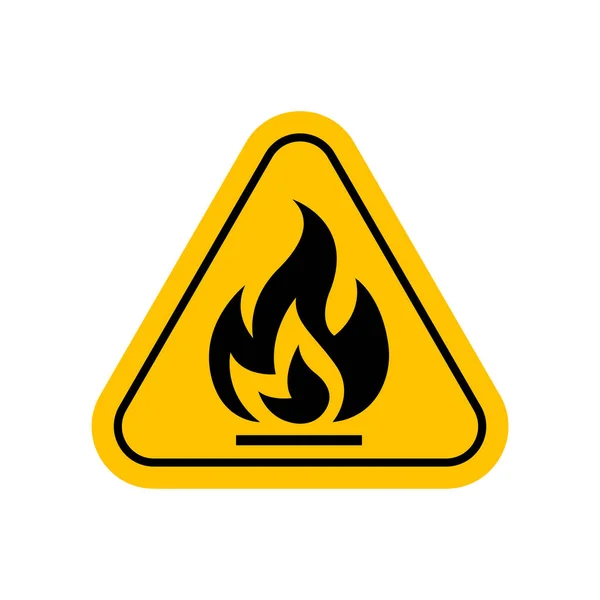 Flammable Materials Warning Sign Caution Fire Sign Yellow Gas Hazard — Stock Vector