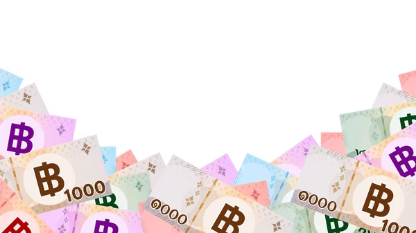 Billets Banque Argent Thai Baht Isolé Sur Blanc Monnaie Thai — Image vectorielle
