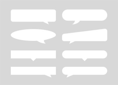 Konuşma balonu şekli gri üzerinde izole, iletişim sembolü konuşma balonu işareti, konuşma metni için beyaz konuşma balonu, balon mesaj simgesi, diyalog sohbet grafiği