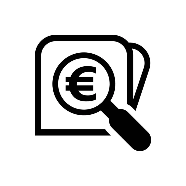 Nagyító Euro Pénzkeresés Ikon Euro Érme Nagyító Gomb App Kutatási — Stock Vector