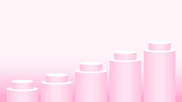Pink Pedestal Cylinder Circle Steps Cosmetics Showcase Podium Circle Stage — Stock Vector