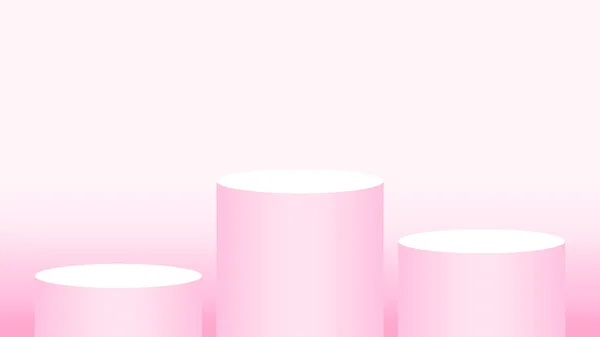 Ροζ Πέταλο Κύκλο Κυλίνδρων Βήματα Για Την Επίδειξη Καλλυντικών Βήμα — Διανυσματικό Αρχείο