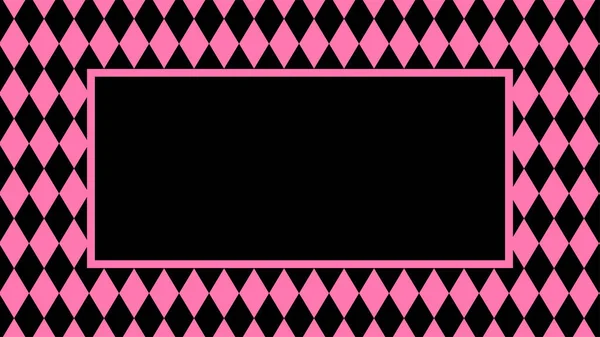 Banner Rosa Schwarz Rautenmuster Für Hintergrund Schwarz Rosa Rahmen Für — Stockvektor