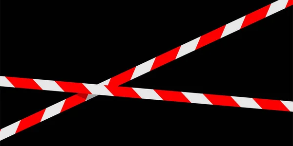 Linea Nastro Cauzione Bianco Rosso Isolato Nero Sfondo Banner Nastro — Vettoriale Stock