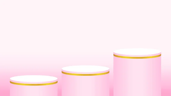 Roze Voetstuk Cilinder Cirkel Stappen Voor Cosmetica Vitrine Podium Cirkel — Stockvector