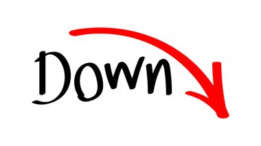 aşağı ve yükselen ok el yazısı, ok yeşili serbest el yazısı sunum fikri için yaz, karala ve yükselen ok iş finans grafiği konsepti için