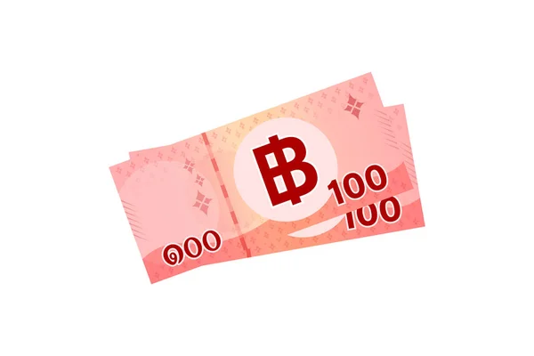 Banconote Thailandesi 200 Baht Isolate Banconote Bianche Valuta Thailandese Duecento — Vettoriale Stock