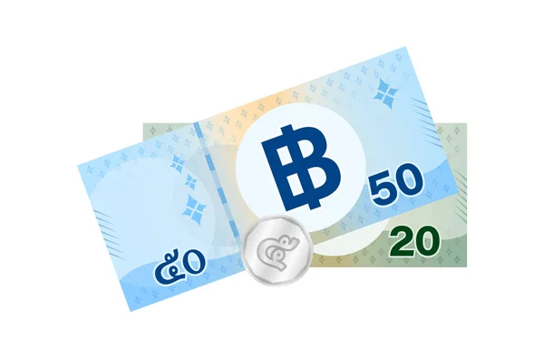 Baht Thai Billets Banque Monnaie Thai Soixante Quinze Concept Thb — Image vectorielle