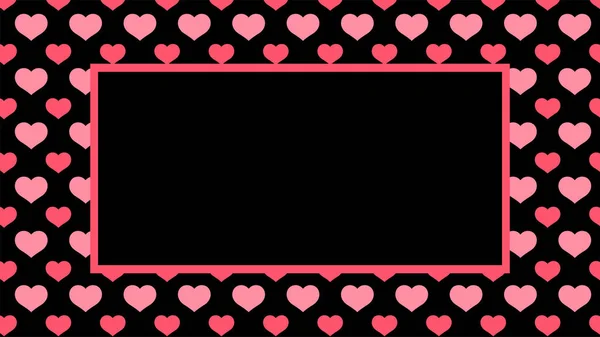 Banner Pink Black Heart Pattern Background Black Pink Frame Heart — Stock Vector