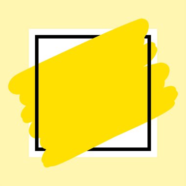 Satılık metin arkaplan reklamı için afiş çerçevesi, manşet metni için sarı pastel renkli fırça boyası, grafik çerçeve ve fırça sarısı resim rengi