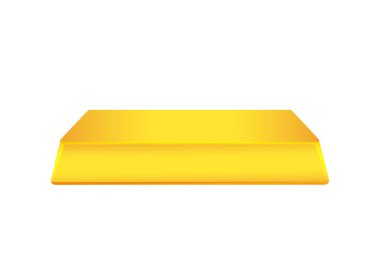 Altın külçe, altın külçe, beyaza izole edilmiş altın külçe, ikon ve klipsli sanat için altın külçe