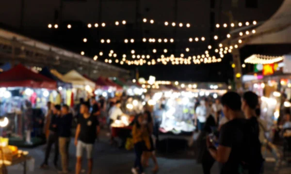Zamazane Życie Nocne Ludzie Rynku Ulicznym Tle Spacery Uliczny Rynek — Zdjęcie stockowe