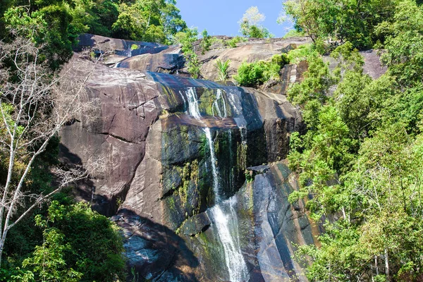 Cachoeira Ilha Langkawi Montanha Rochosa Selva Tropical Malásia — Fotografia de Stock