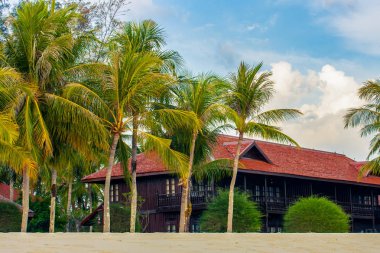 Beach House veya bungalov denizde kum plaj, Langkawi