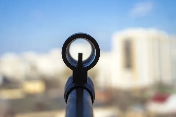 rifle sight before shot.. military gun. war close-up