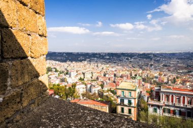 Sant Elmo Kalesi'nden Napoli'nin havadan görünümü, Campania, İtalya.