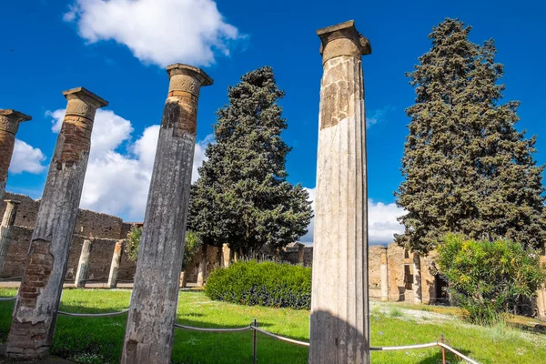 Antiche Colonne Sul Giardino Villa Pompei Città Distrutta Italia — Foto Stock
