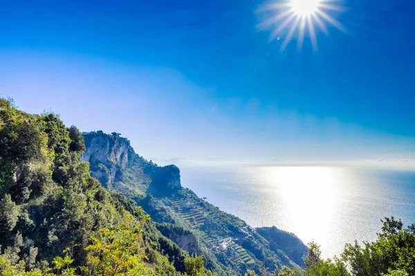 Fantástica Vista Mar Con Sol Desde Costa Amalfi Provincia Salerno — Foto de Stock