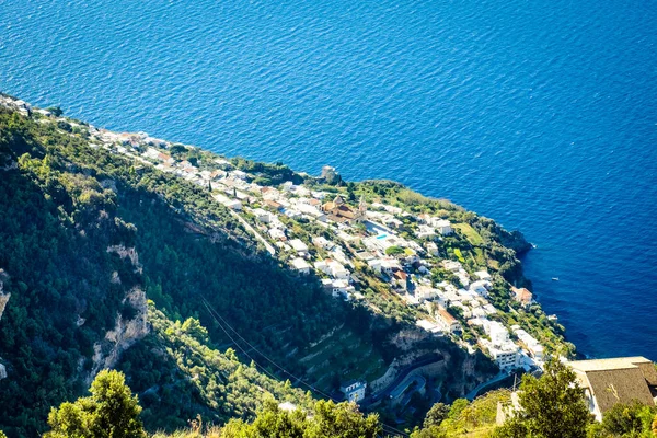 Vista Cidade Vettica Maggiore Famosa Costa Amalfitana Com Golfo Salerno — Fotografia de Stock