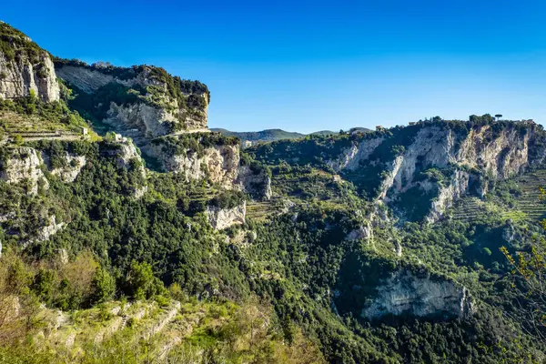 Пейзаж Видом Прибрежные Горы Amalfi Amalfi Coast Салерно Италия — стоковое фото