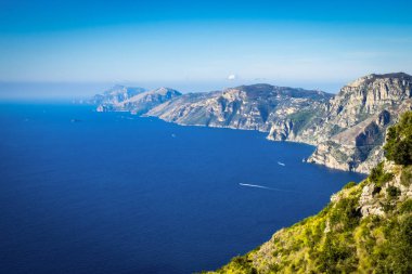 Kıyı şeridi Amalfi, Sorrento peninsula seaview, İtalya ile havadan görünümü