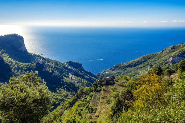 Hermosas Vistas Desde Sendero Los Dioses Costa Amalfi Región Campagnia — Foto de Stock