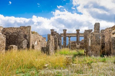 Yakınındaki volkan Vizuvius, Pompei antik şehir kalıntıları Pompei, Napoli, İtalya.