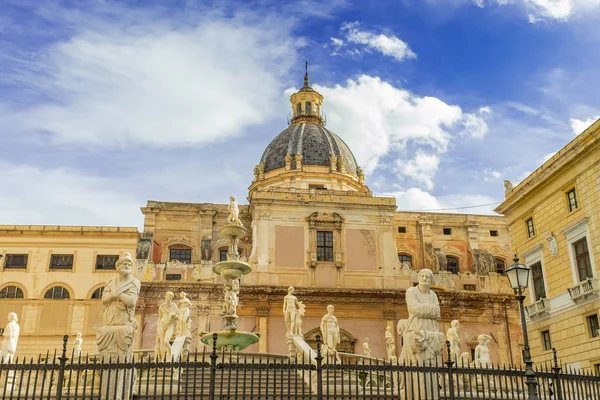 Famous Fountain Shame Baroque Piazza Pretoria Palermo Sicily Italy — Stock Photo, Image