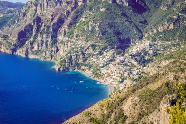 Positano Köyü, tatil kavramı, Amalfi Coast İtalya