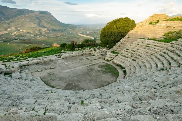 Teatro Greco Segesta Rovine Monumento Antico Sicilia Italia — Foto Stock