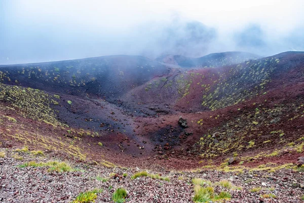 Vista Aérea Monte Etna Cráter Volcánico Uno Los Cráteres Forma —  Fotos de Stock