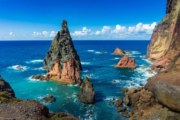 Rocky cliff on Ponta de Sao Lourenco, Madeira Island Royalty Free Stock Photos