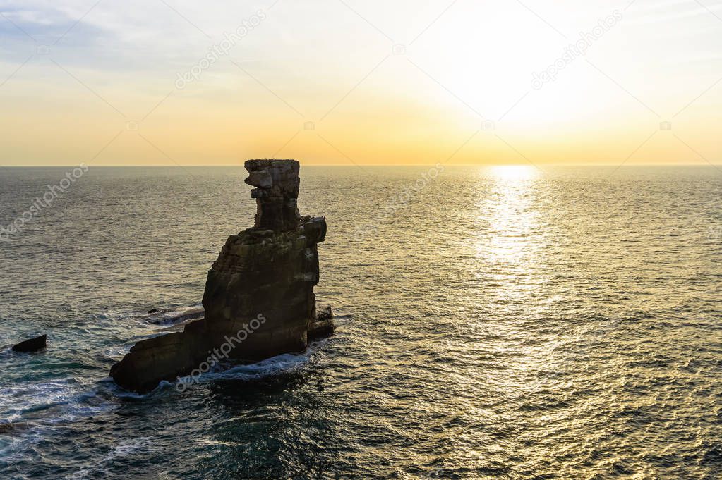 Sunset on the coast of Peniche, Portugal.