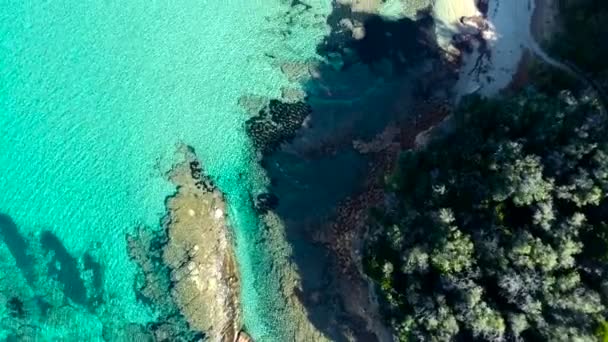 完美晶莹的蓝绿色海水的空中摄像 — 图库视频影像