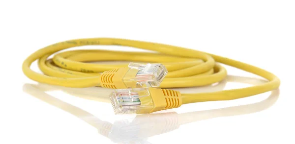 Conexión Red Lan Cable Ethernet Rj45 Aislado Sobre Fondo Blanco — Foto de Stock