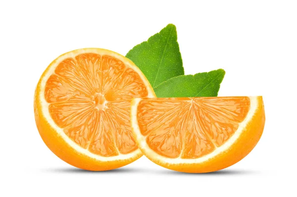 Snijd Van Sinaasappelfruit Geïsoleerd Witte Achtergrond — Stockfoto