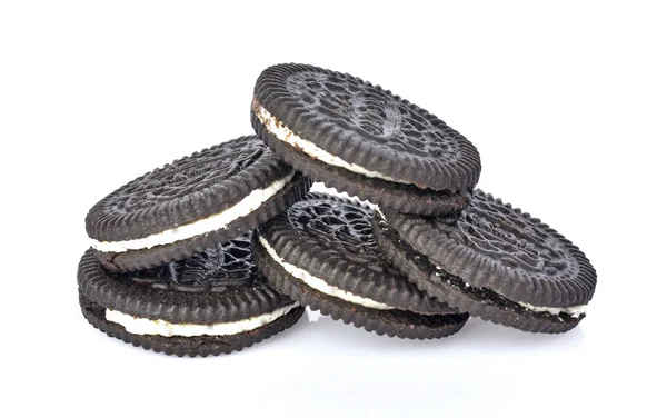 Cookies Grädde Vit Bakgrund — Stockfoto
