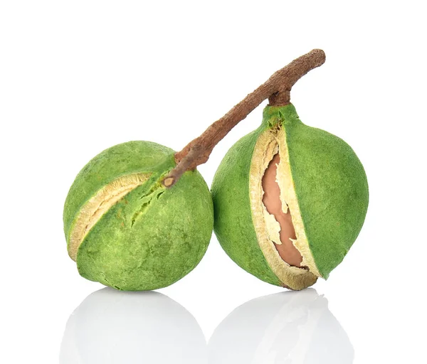 Makadamia Ořechy Bílém Pozadí — Stock fotografie