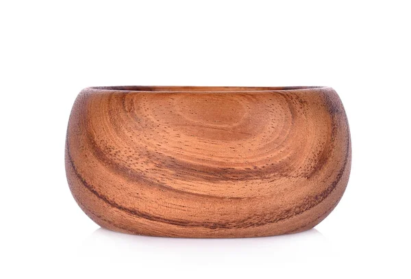 Wooden bowl on white background. — Stock Photo, Image