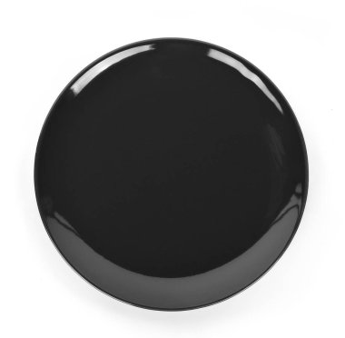 Beyaz arka plan üzerinde üstten görünüm izole siyah plaka