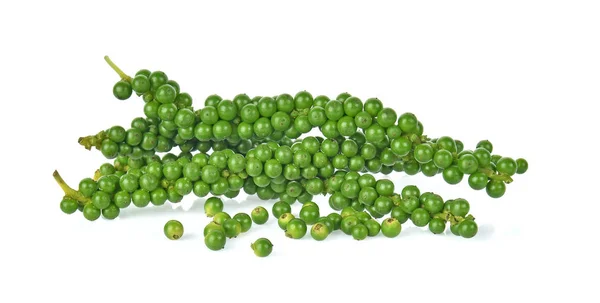 Fresh Green Peppercorns Isolated White Background — Stock Photo, Image