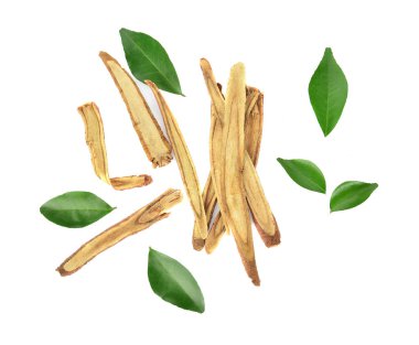 Top view of Slice Licorice roots on white background clipart