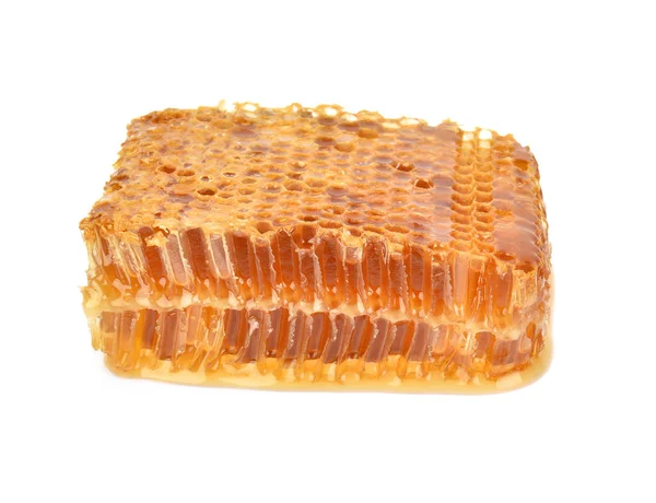 Gul Honeycomb Skiva Närbild Isolerad Vit Bakgrund — Stockfoto